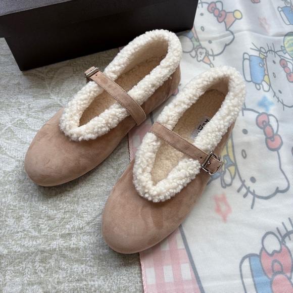 Alaia Shoes - Alaïa Lambswool Mary Jane Flats